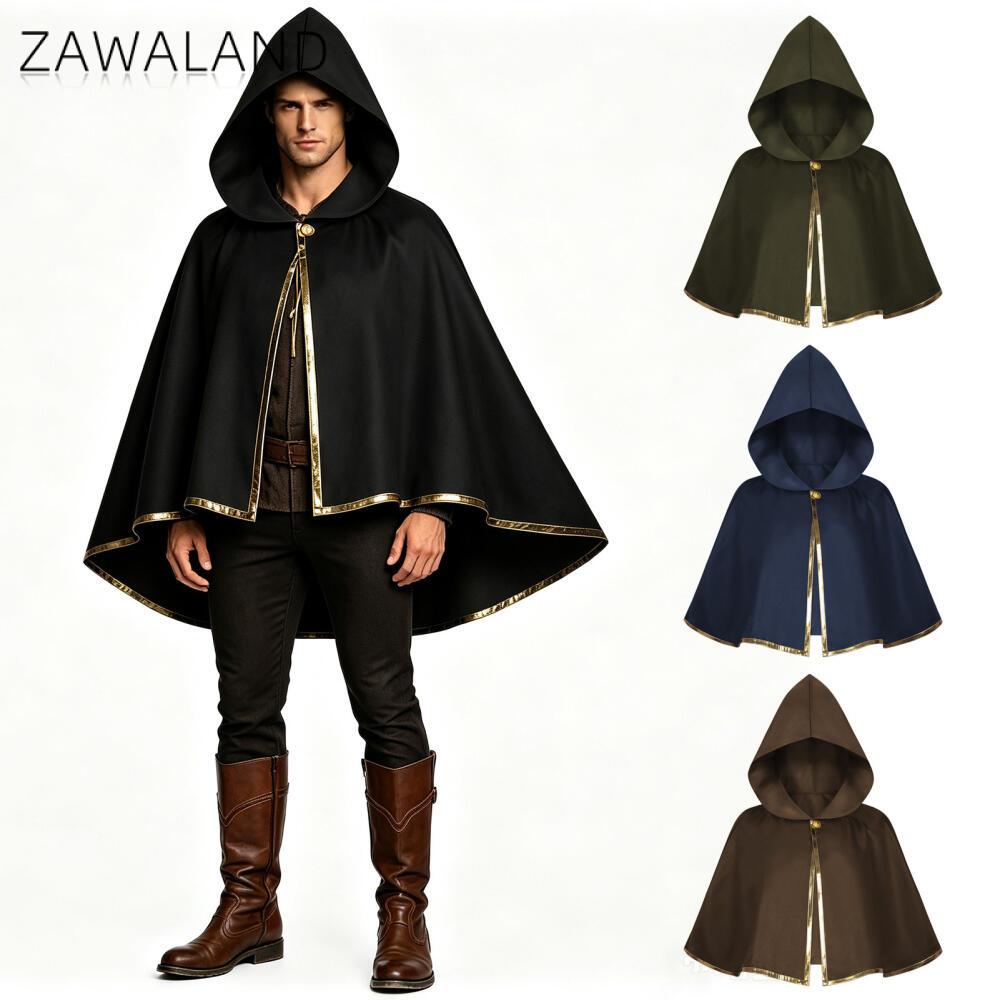 Medieval Men'S Accessories - 중세풍 금장 장식 후드 망토 남성용