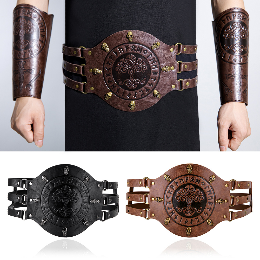 Medieval Men'S Accessories - 중세풍 와이드 코르셋 벨트, 바이킹 해적