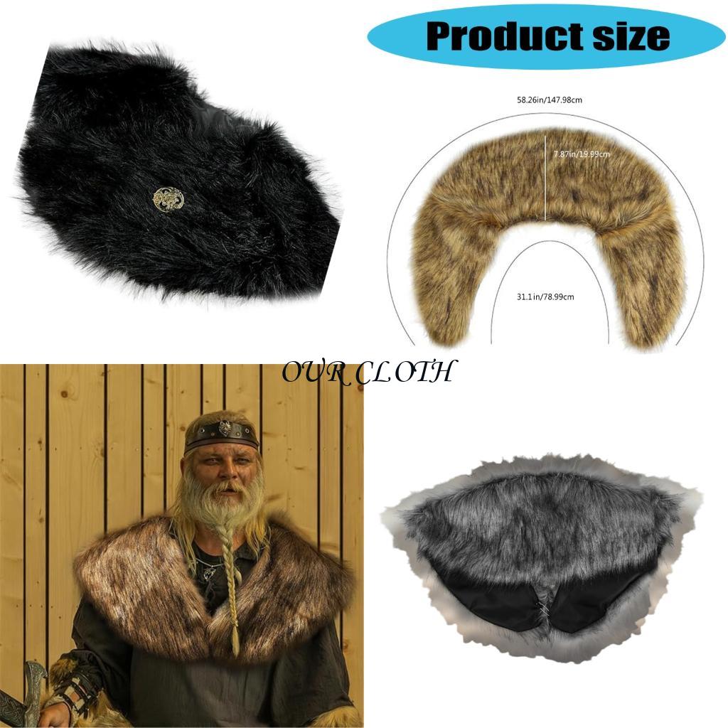 바이킹 모피 숄 중세 기사 맨틀 어깨 랩 칼라 전사 케 - Medieval Men'S Accessories 리뷰 및 가격
