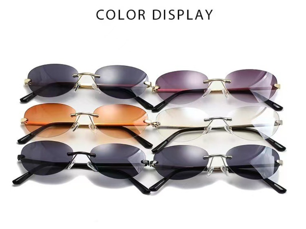 무테 타원형 선글라스 여성 작은 타원형 그라데이션 금속 - Men'S Accessories Glasses 리뷰 및 가격