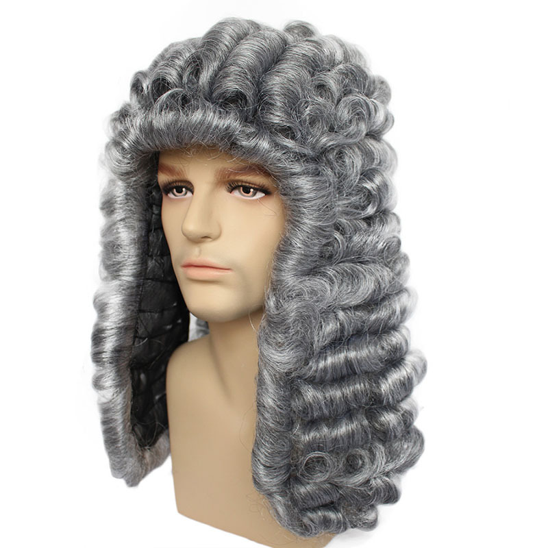 남녀 공용 긴 곱슬머리 흰색 큰 가발 판사 콜로니얼 재 - Medieval Men'S Accessories 리뷰 및 가격