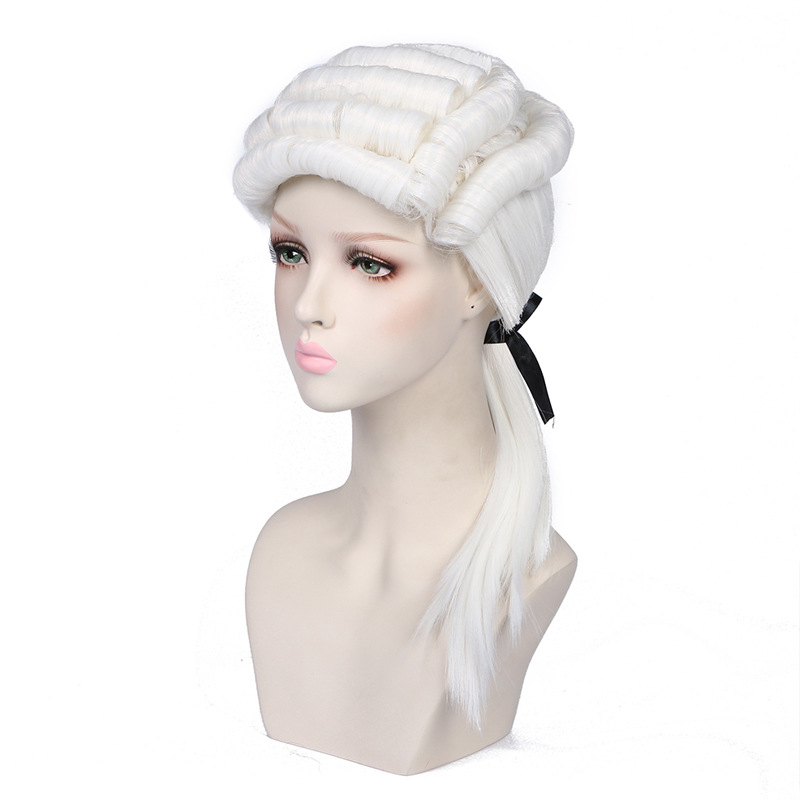 남녀 공용 긴 곱슬머리 흰색 큰 가발 판사 콜로니얼 재 - Medieval Men'S Accessories 리뷰 및 가격