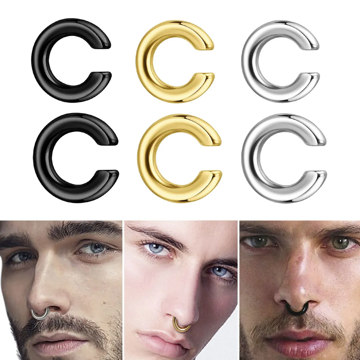 1개 과장된 C형 비피어싱 코링 가짜 피어싱 비피어싱  - Men Accessories Earrings 리뷰 및 가격