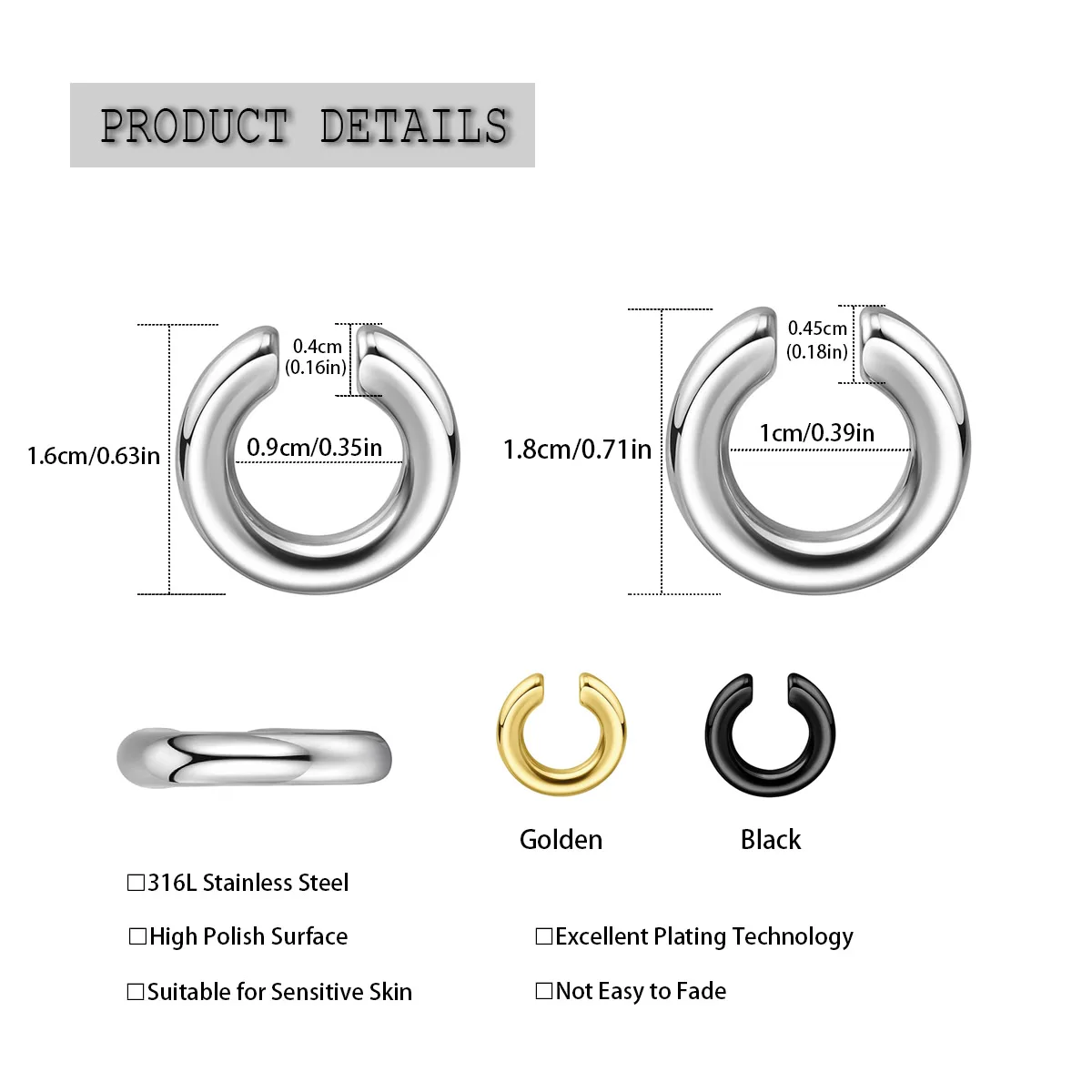 1개 과장된 C형 비피어싱 코링 가짜 피어싱 비피어싱  - Men Accessories Earrings 리뷰 및 가격