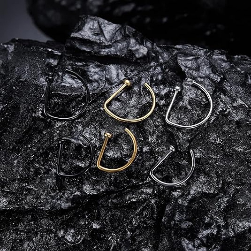 4개입 무피어싱 D형 코링, 가짜 코커프, 스테인리스  - Men Accessories Earrings 리뷰 및 가격
