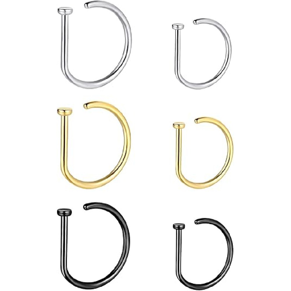 4개입 무피어싱 D형 코링, 가짜 코커프, 스테인리스  - Men Accessories Earrings 리뷰 및 가격