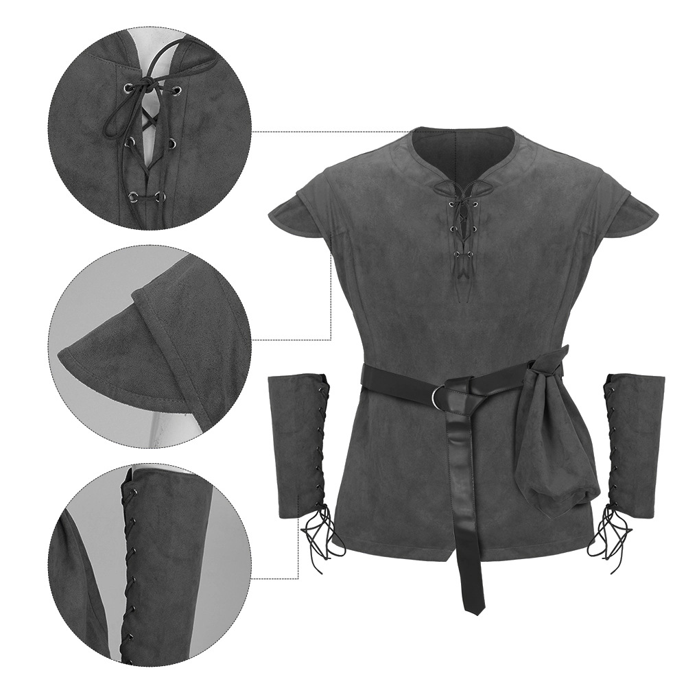 남성용 중세 레이스업 튜닉 셔츠 르네상스 바이킹 해적  - Medieval Men'S Accessories 리뷰 및 가격