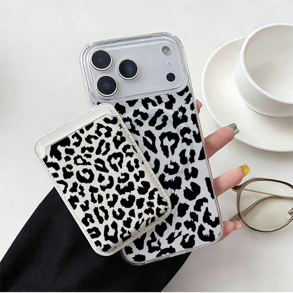 블랙 레오파드 프린트 맥세이프 월렛 마그네틱 카드 홀더 - Phone Wallet Combo 리뷰 및 가격