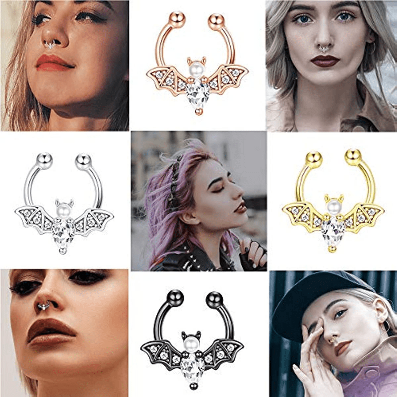 EVISPOL 귀여운 할로윈 박쥐 가짜 Septum 반 - Men Accessories Earrings 리뷰 및 가격