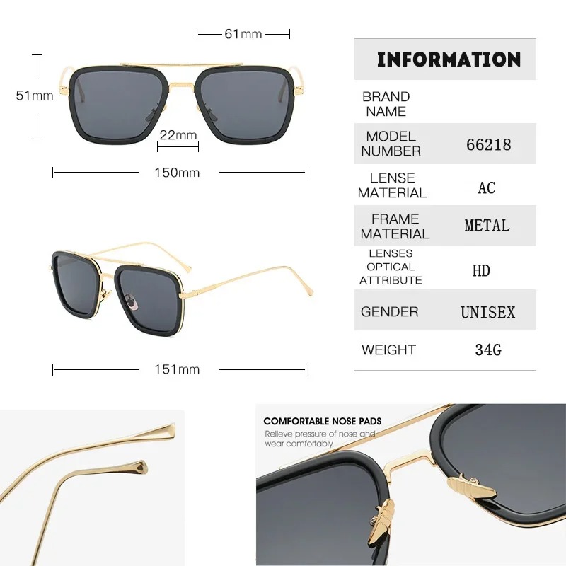 스팀펑크 토니 스타크 선글라스 남녀 패션 사각 드라이빙 - Men'S Accessories Glasses 리뷰 및 가격